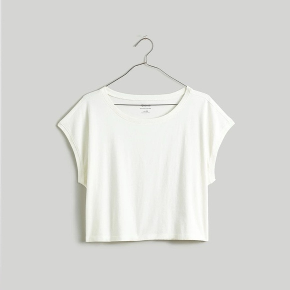 Madewell Women’s Small Softfade Cotton Crop Tee White Offwhite NWT